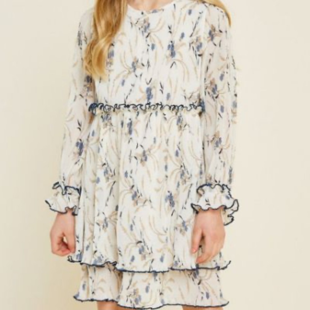 NWT Hayden | floral tiered long sleeve dress L